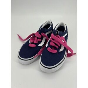 Vans Old Skool Kids Navy‎ Pink Lace Sneakers Size 2 New Without Tags Skate Shoes